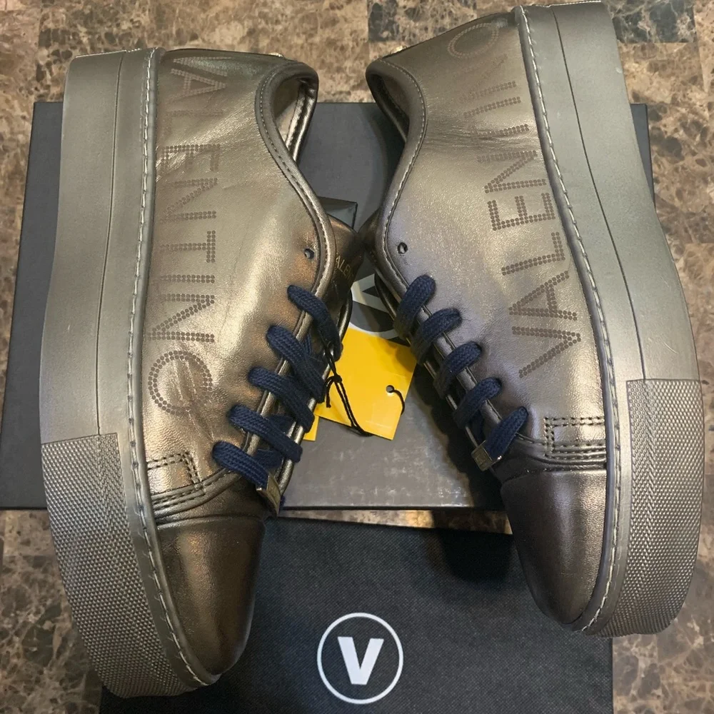 Valentino by Mario Valentino Dalia Luxe Platform Sneakers Pewter SZ 10 Brand New - Picture 11 of 16